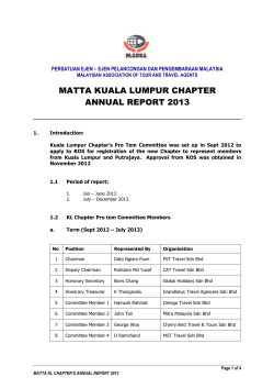 MATTA KUALA LUMPUR CHAPTER ANNUAL REPORT 2013