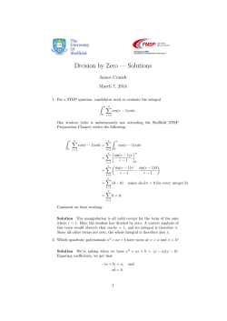 Division by Zero &mdash; Solutions