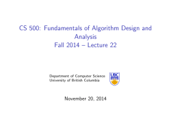CS 500: Fundamentals of Algorithm Design and Analysis Fall 2014