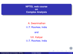 NPTEL web course on Complex Analysis