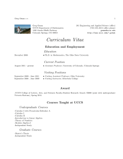 Curriculum Vitae - University of Colorado Colorado Springs