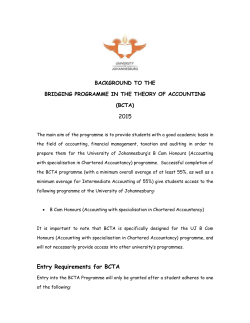 Entry Requirements for BCTA - University of Johannesburg