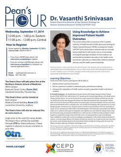 Dr. Vasanthi Srinivasan - Northern Ontario School of Medicine