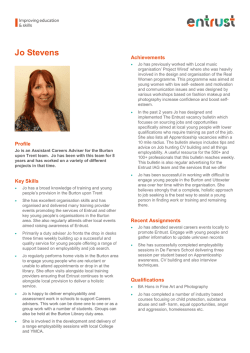 Jo Stevens - Burton Assistant Careers Adviser