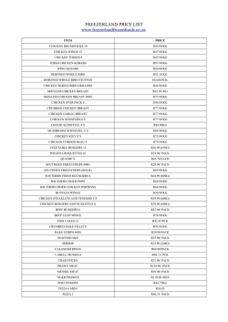 FREEZERLAND PRICE LIST www.freezerlandfrozenfoods.co.za