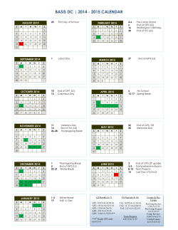 2014/2015 Academic Calendar