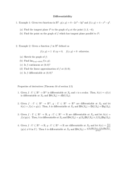 Differentiability 1. Example 1: Given two functions in R2: g(x, y)=8-2x