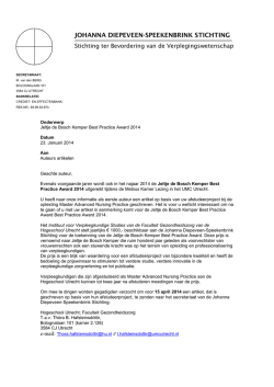 Jeltje de Bosch Kemper Best Practice Award 2014