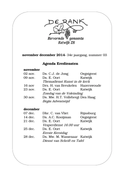 Ds. C.J. de JongH Agenda Erediensten