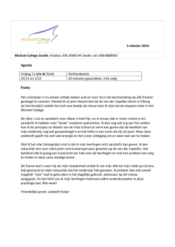 3 oktober 2014 Michael College Zwolle, Postbus 330, 8000 AH