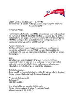 Docent Mens en Maatschappij 0,4000 fte Salarisschaal LB, tijdelijk