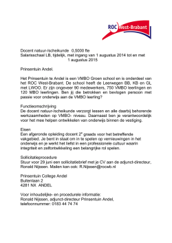 Docent natuur-/scheikunde 0,5000 fte Salarisschaal LB, tijdelijk, met