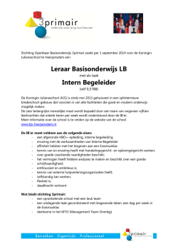 Leraar Basisonderwijs LB Intern Begeleider