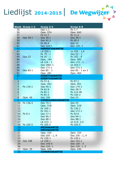 Liedlijst 2014-2015 - Wegwijzer Steenwijk