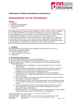 Adequaatheid dialyse HD - Dietisten Nierziekten Nederland