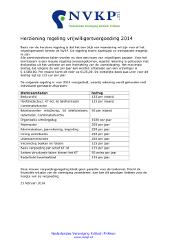 vergoedingsregeling 2014 - Nederlandse Vereniging Kritisch Prikken