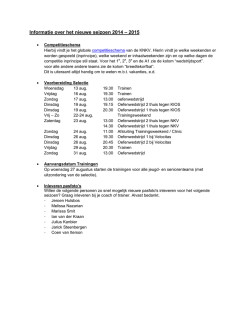 Informatie over het nieuwe seizoen 2014 &ndash; 2015