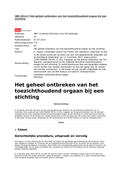Het geheel ontbreken van het toezichthoudend orgaan bij een
