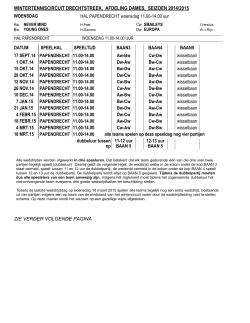 INDELING DAMES WOENSDAG en DONDERDAG 2014/2015