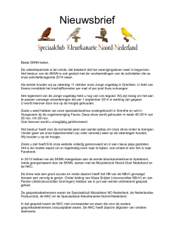 Nieuwsbrief - Speciaalclub Kleurkanarie Noord
