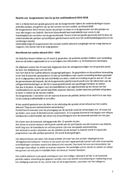 Reactie van burgemeester Van Ee op het