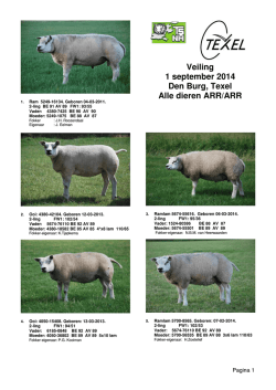 Veiling 1 september 2014 Den Burg, Texel Alle dieren ARR/ARR