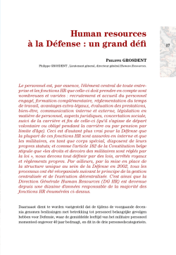 Human resources &agrave; la D&eacute;fense : un grand d&eacute;fi