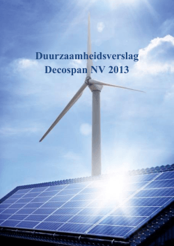 Duurzaamheidsverslag Decospan NV 2013