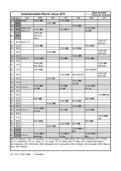 Gottesdienstleiter-Plan f&uuml;r Januar 2015