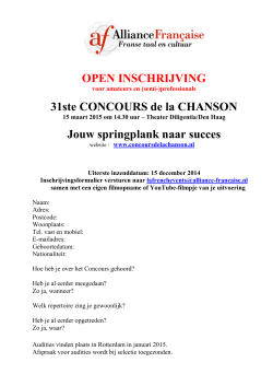 Inschrijfformulier Concours de la Chanson Alliance Française 2015
