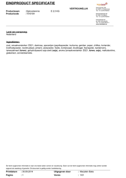 EINDPRODUCT SPECIFICATIE