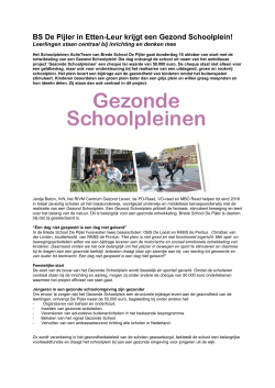 BS De Pijler in Etten-Leur krijgt een Gezond Schoolplein!