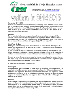 Schakel 1: Nieuwsbrief rk bs Cleijn Hasselt01-09-2014