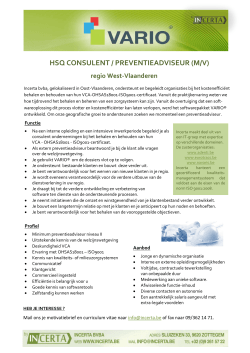 HSQ CONSULENT / PREVENTIEADVISEUR (M/V) regio