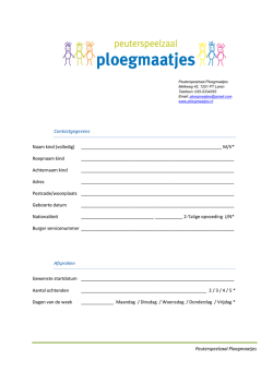 inschrijf- formulier - peuterspeelzaal Ploegmaatjes