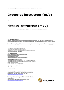 Groepsles instructeur (m/v) Fitness instructeur (m/v)