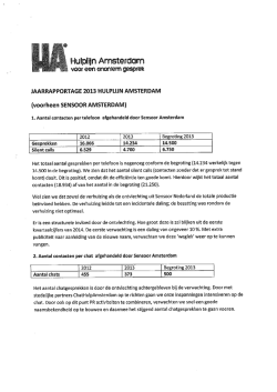 Hulplijn Amsterdam( voorheen Sensoor) jaarrapportage 2013