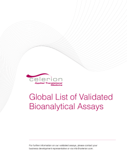 Global List of Validated Bioanalytical Assays