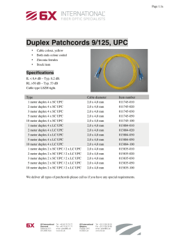 Duplex Patchcords 9/125, UPC