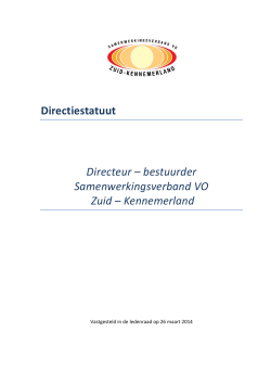 Directiestatuut - Samenwerkingsverband Zuid Kennemerland