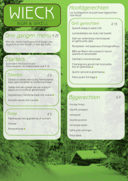 Drie gangen menu &euro; 20 Starters Hoofdgerechten Bijgerechten