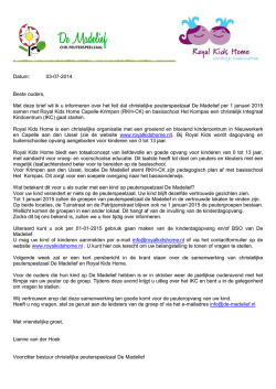 Informatiebrief voor ouders van de Madelief