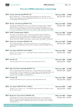 Price list of NINO publications on Assyriology