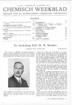 Ter herdenking Prof. Dr. W. Reinders, 2 Augustus 1874-19