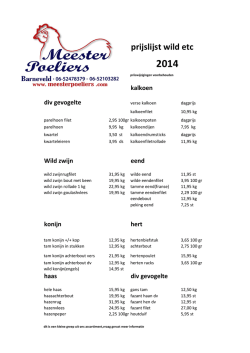 Prijslijst kerst 2014