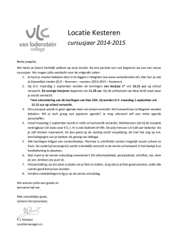 Informatieblad start cursusjaar 1415