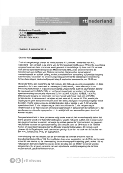 verzoek aan het ministerie van Financiën
