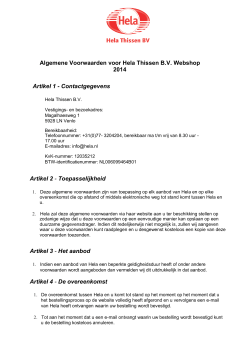 Algemene Voorwaarden voor Hela Thissen B.V. Webshop 2014