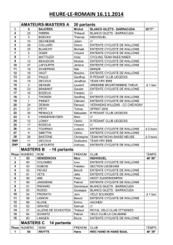 HEURE-LE-ROMAIN 16.11.2014 - Entente Cycliste de Wallonie