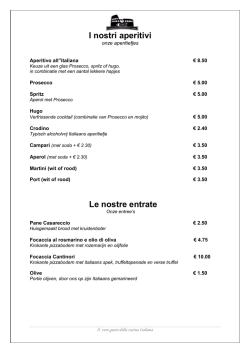 I nostri aperitivi Le nostre entrate